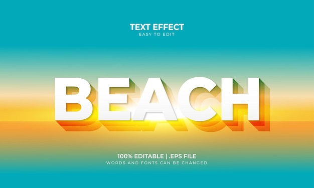 Vector beach summer editable text effect