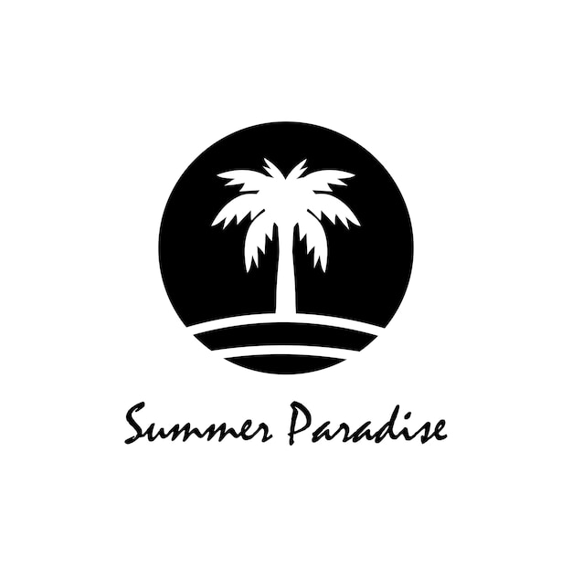 Beach and summer theme logo with palm three design template