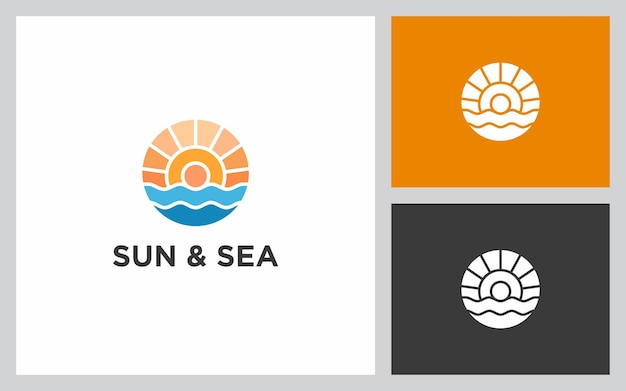 Vector beach and sunset combination logo beauty serenity