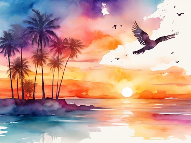 beach sunset landscape background