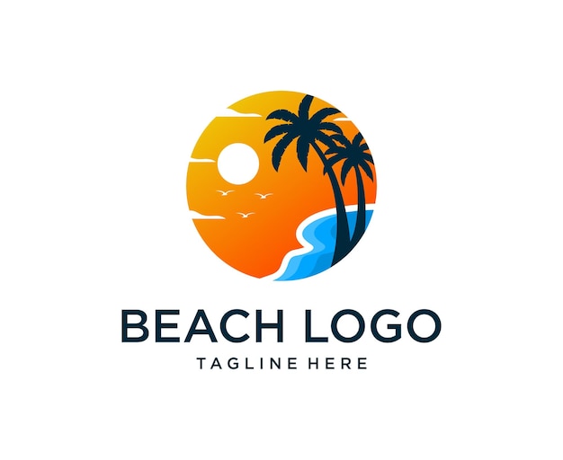 Design del logo beach sunset ispirazioni per il design vettoriale