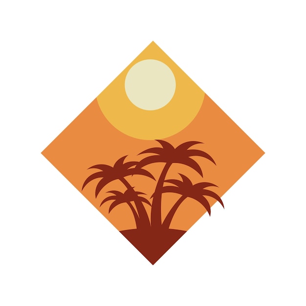 Beach and sunset logo