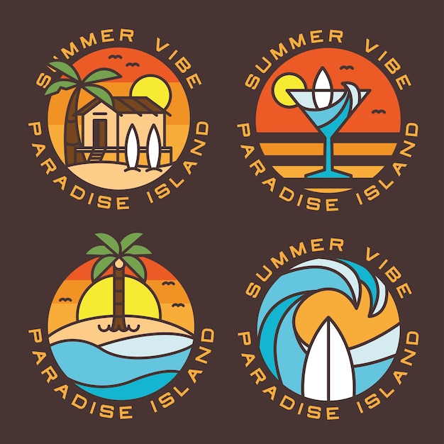 Vector beach and surf logo badges set