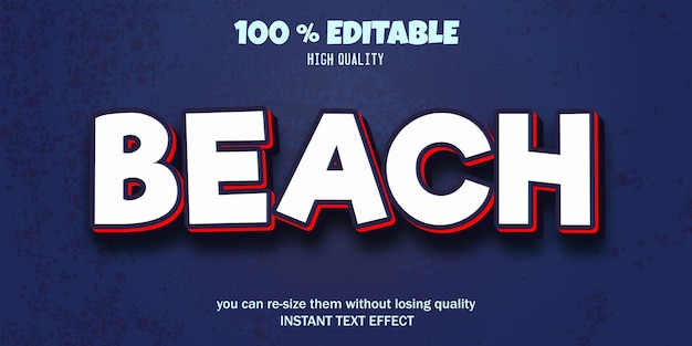 Vector beach-tekst-effect bewerkbare tekststijl