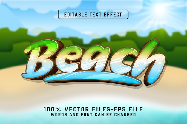 Vector beach text effect editable modern lettering typography font style