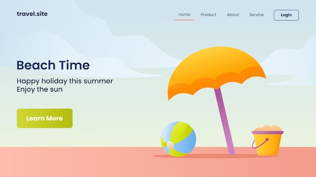 ウェブサイトホームホームページランディングページバナーテンプレートのビーチタイムキャンペーン