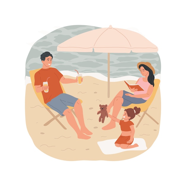 Vector beach time isolated cartoon vector illustration