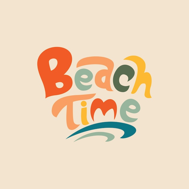 Beach time summer retro style lettering vector illustration for Tshirt print posters stickers