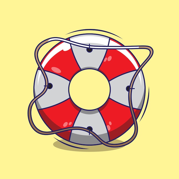 Beach tires lifeguard vector cartoon illustration