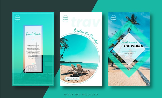 Вектор Вектор коллекции шаблонов историй instagram travel beach