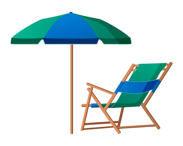 ビーチパラソルと椅子の夏休みのイラスト