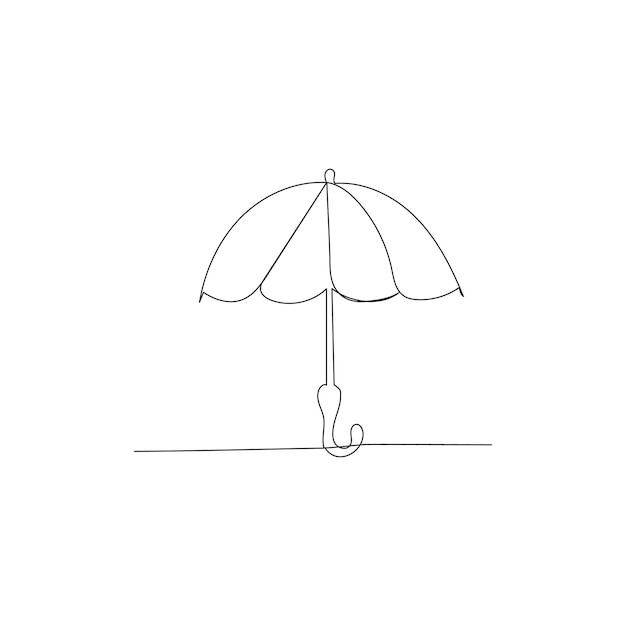 Beach umbrella continuous one line drawing of outline vector illustration