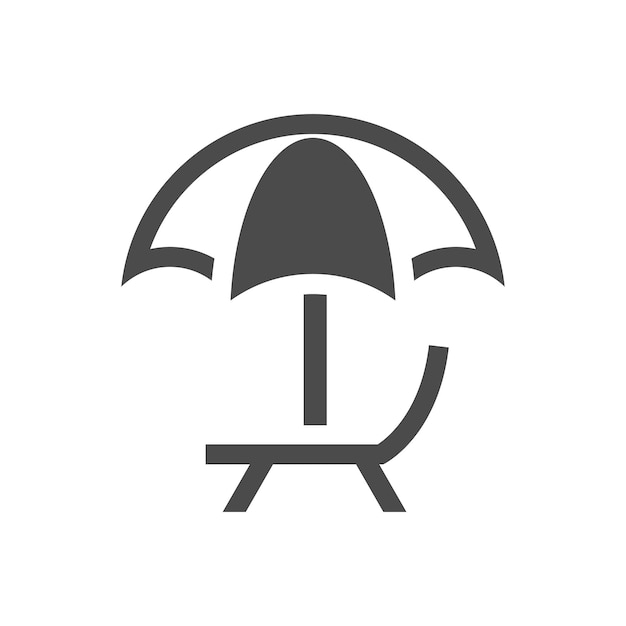 Beach umbrella icon icon in black and white