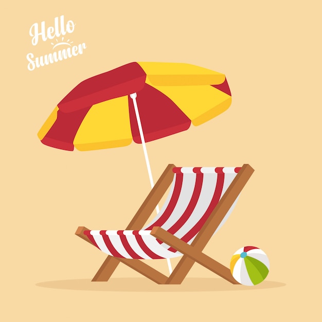 Beach umbrella in summer holiday card design