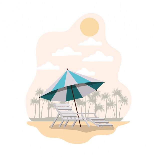 Beach umbrella for summer striped icon