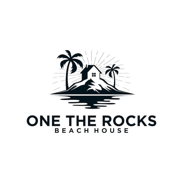 Beach vacation home logo design with beach view