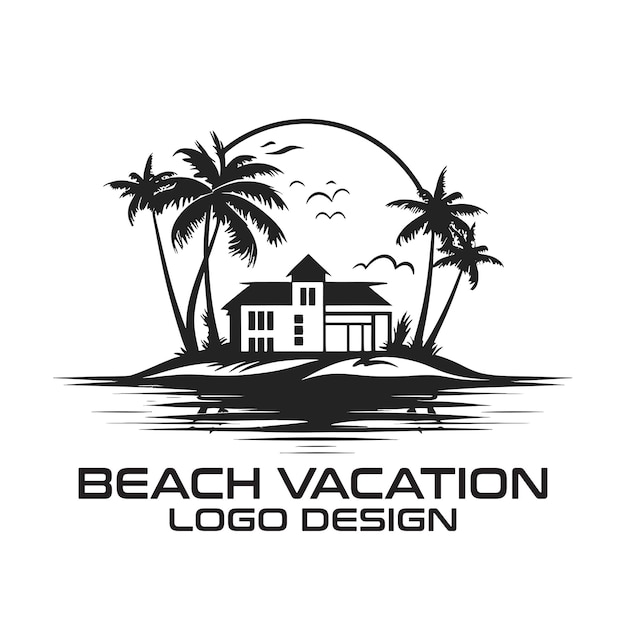 Beach Vacation vector logo design