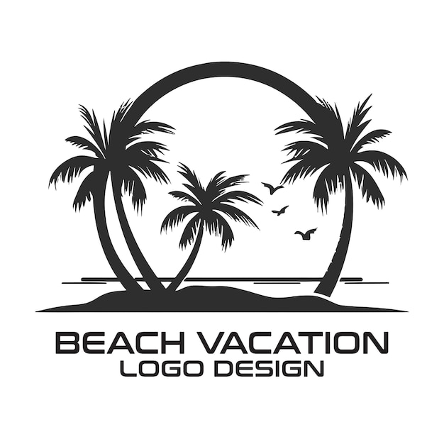 Beach Vacation vector logo design
