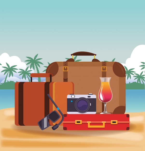 Beach and vacations cartoon elements 