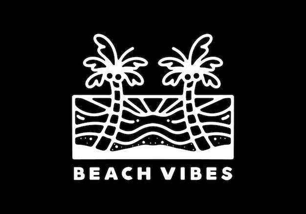 Beach vibes line art design on black background