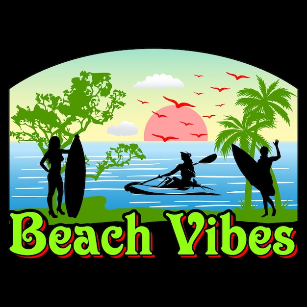 Beach Vibes Summer Sublimation SVG Векторный графический дизайн футболки.