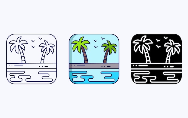 Beach view landscape illustration icon