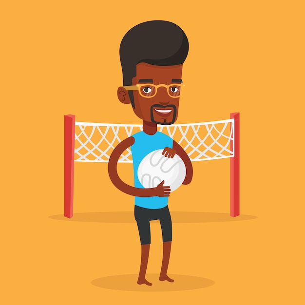 Beach volleyball player vector illustration.