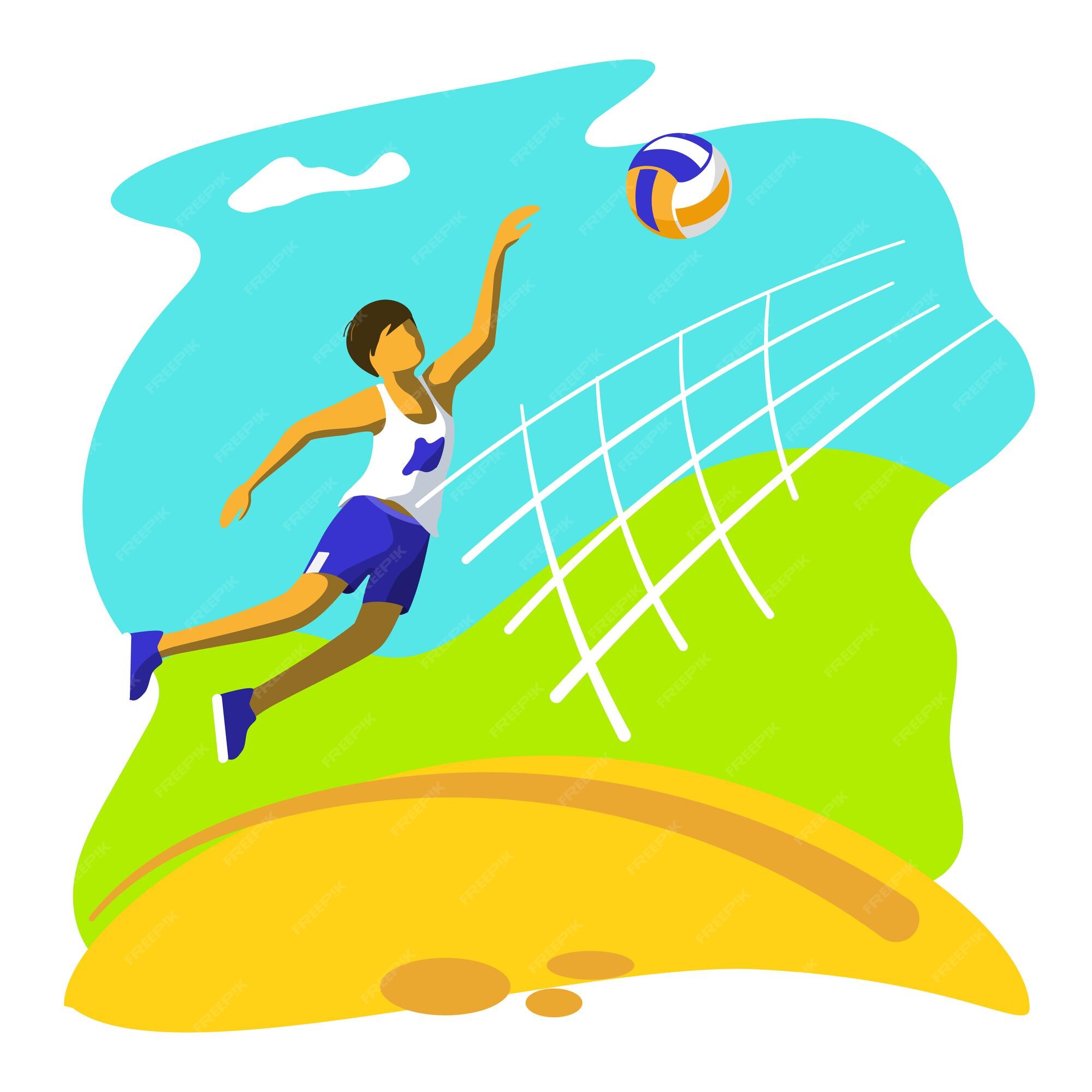 Premium Vector | Beach volleyball. a volleyball player in a throw for ...