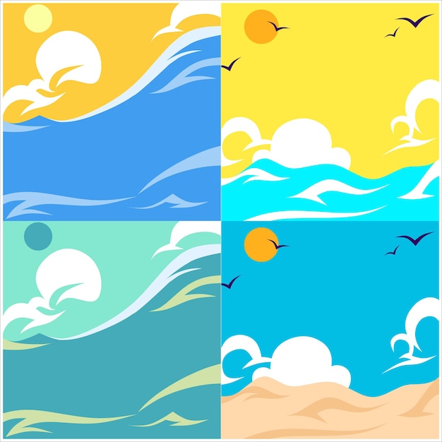 Beach waves vector summer background