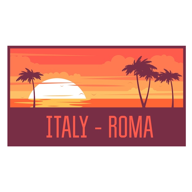 Beach with palm trees and sea - italy rest concept