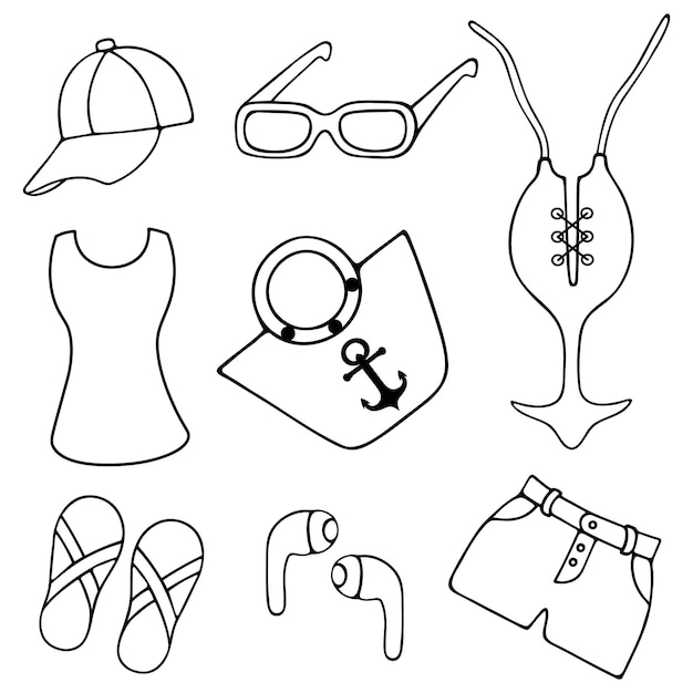 Beachwear collection in doodle style