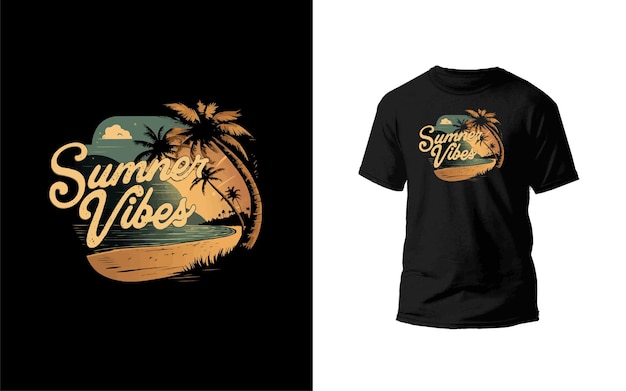 Vector beachy vibes tee creative artwork vector print tshirt design for summer vibes