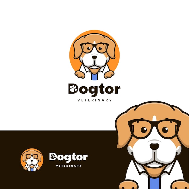 Beagle Dog Logo Flat Style Illustration