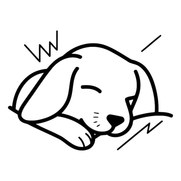 寝ているビーグル犬のドードルベクトルイラスト 白い背景に隔離