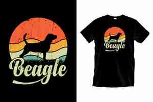Vector beagle dog t shirt design beagle retro vintage sunset dog tshirt design