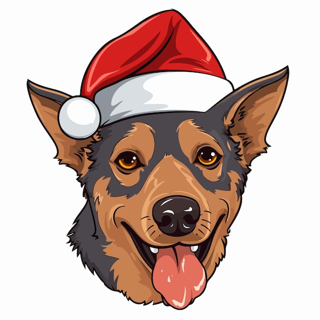 Beagle dog with santa claus hat isolated vector illustration