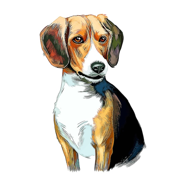 Beagle kleine geur Hound hondenras aquarel schets Hand getekende verf illustratie