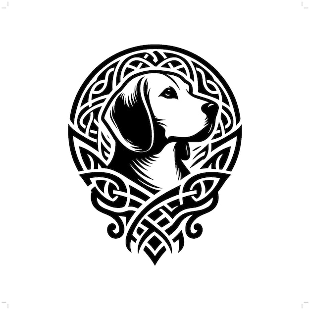 Silhouette di beagle in animal knot celtico irlandese nordico illustrazione