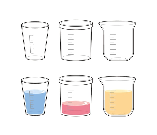 Beakers with liquid