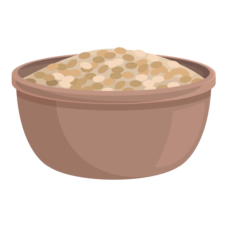 Vector bean bowl icon cartoon vector food seed baked soy