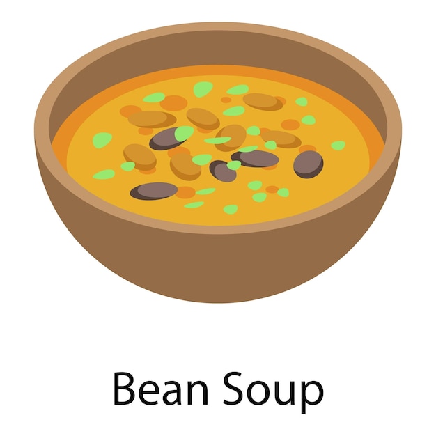 Vector bean soup icon isometric of bean soup vector icon for web design isolated on white background