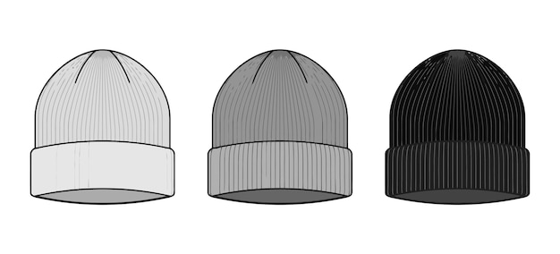 Beanie sjabloon Wool beani cap geïsoleerd sneeuw beanies hoed layout vector winter gebreide hoeden garmen