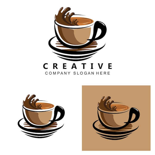 Дизайн векторной иконки логотипа кофейной чашки и фасоли