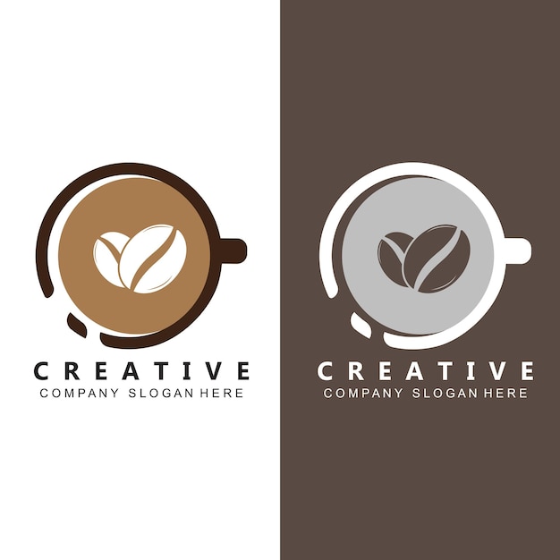 Дизайн векторной иконки логотипа кофейной чашки и фасоли