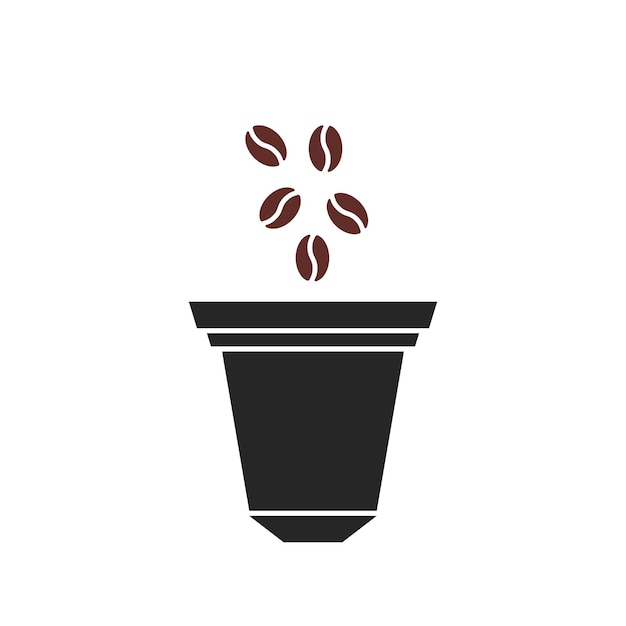 Beans fall in coffee capsule icon