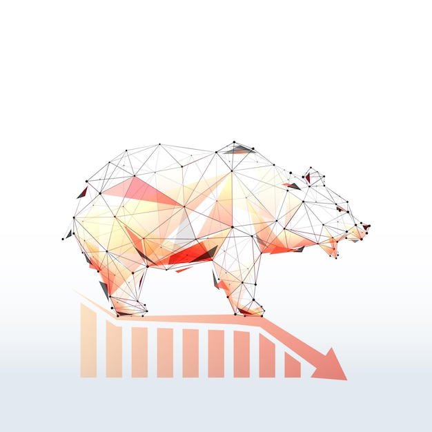 Bear aandelenmarkt Handel financieel concept Vector digitale achtergrond