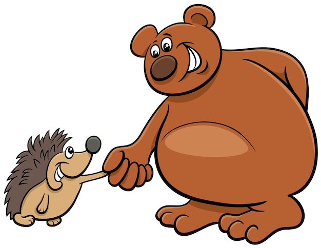 クマとハリネズミの漫画の動物のキャラクター