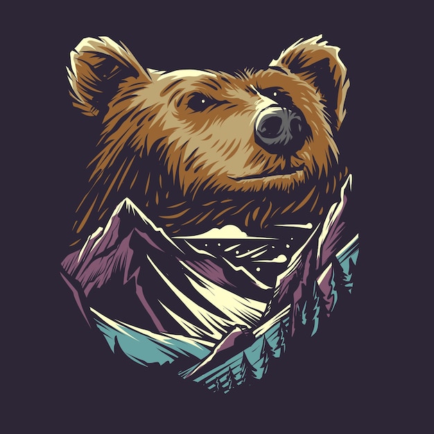 Медведь и гора иллюстрация