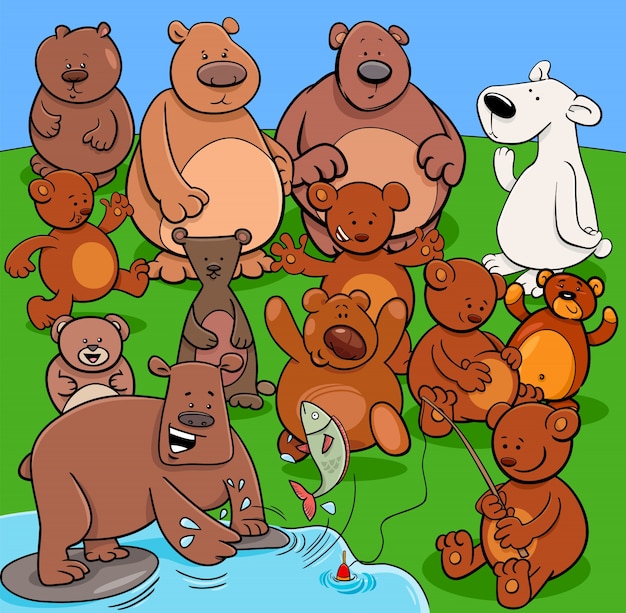 Bear animal characters cartoon illustration