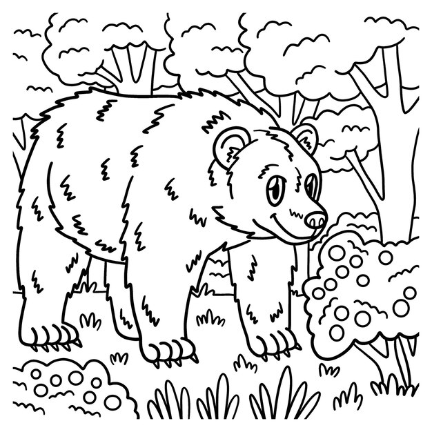 子供のためのクマ動物ぬりえページ